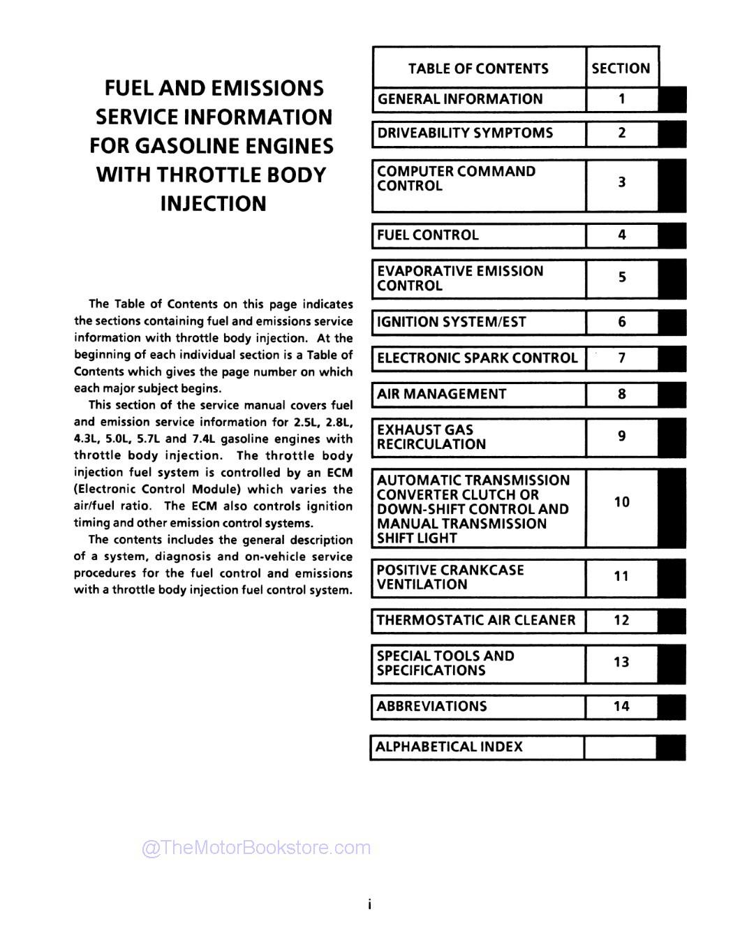 1989 Chevrolet R-V Truck, G-P Van Shop Manual  - Table of Contents 2