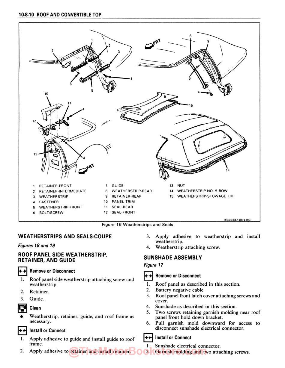 1989 Chevy Corvette Service Manual - Sample Page - Roof and Convertible Top