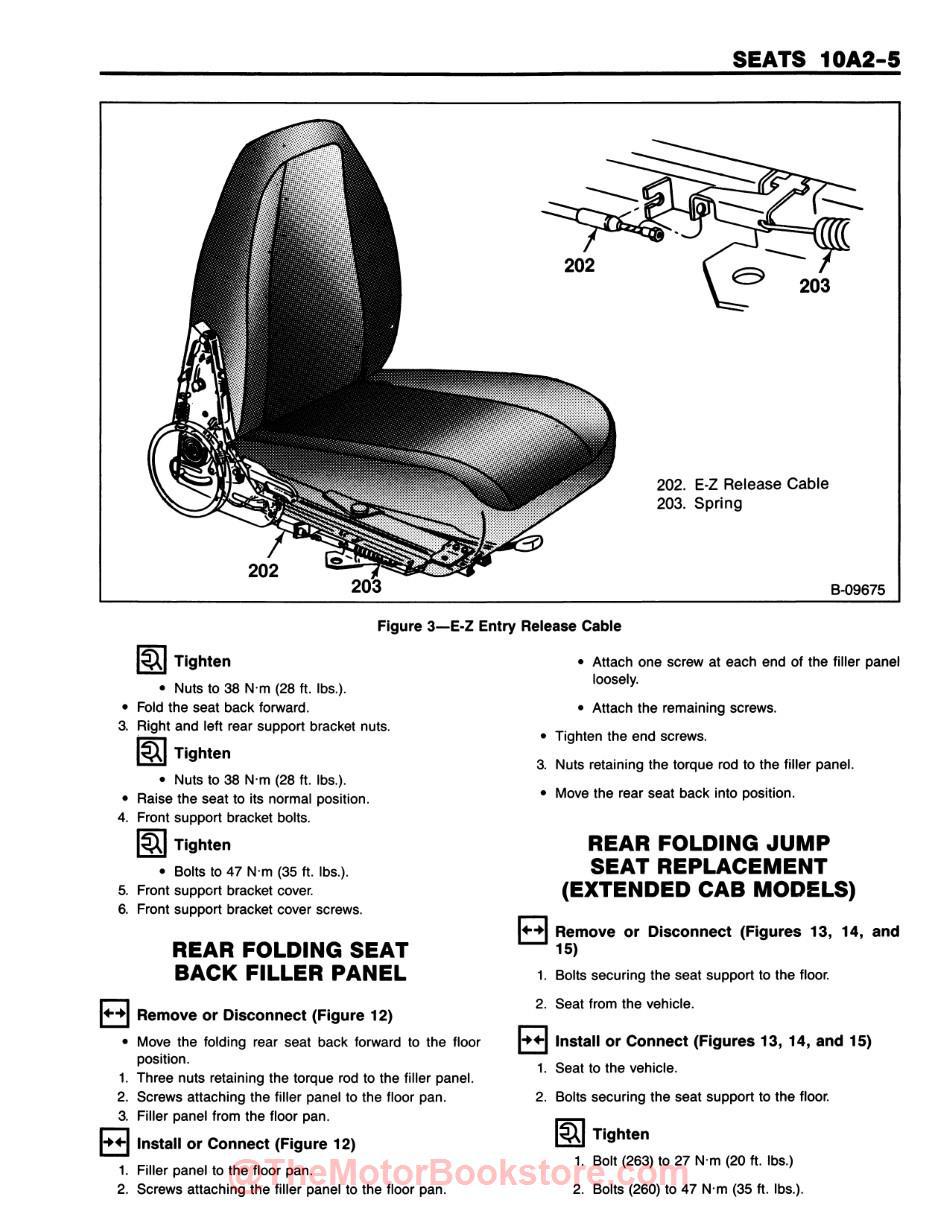1989 Chevy S-10 LD Truck Service Manual - Sample Page - Seats