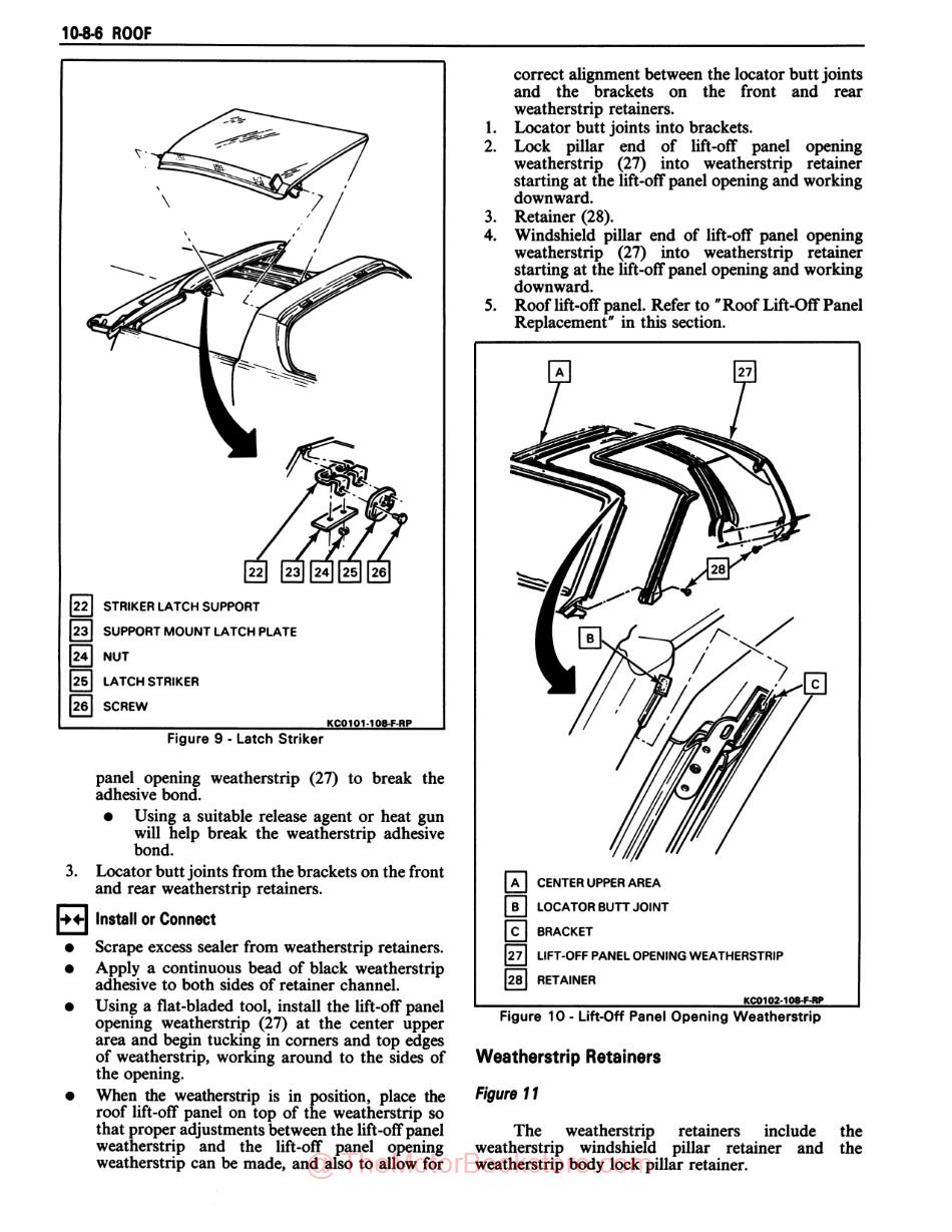 1989 Pontiac Firebird Service Manual - Sample Page - Lift Off Roof