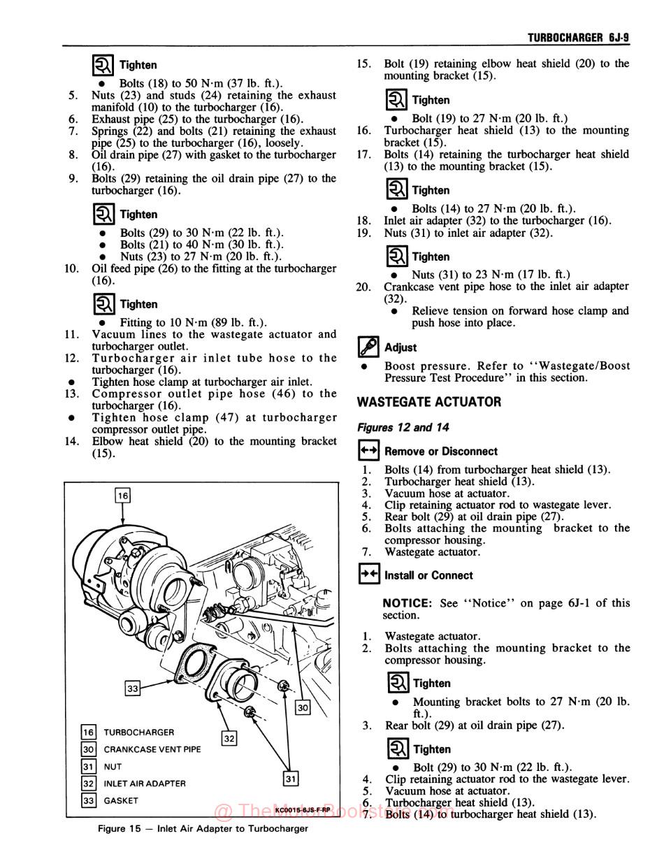 1989 Pontiac Trans Am 20th Anniversary Service Manual Supplement - Sample Page - Turbocharger