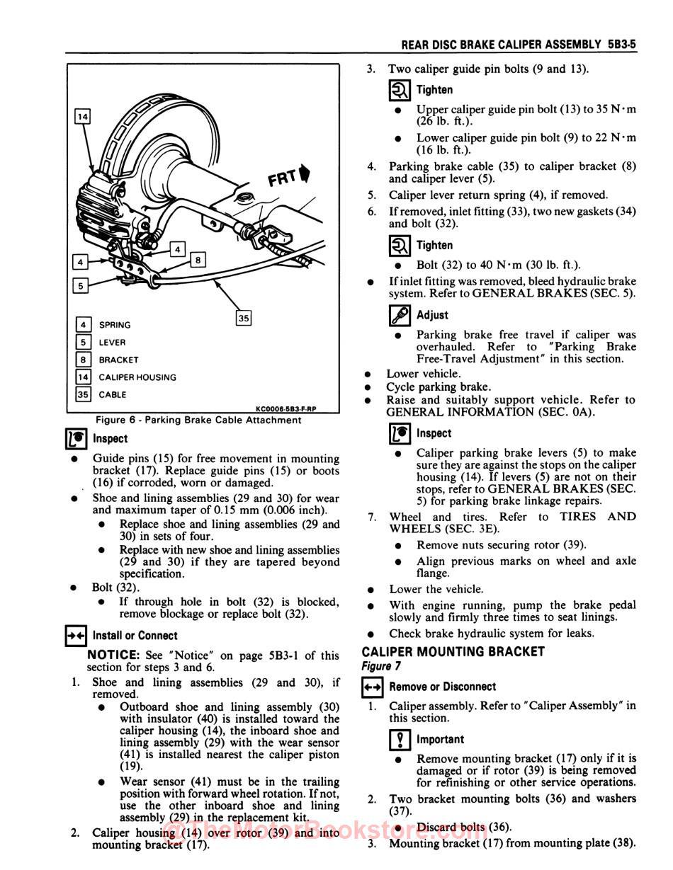 1990 Chevy Camaro Service Manual - Sample Page - Rear Disc Brake Caliper Assembly