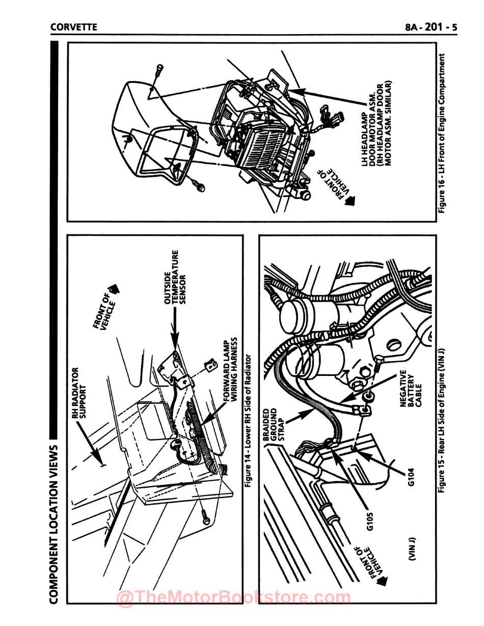 1990 Corvette Electrical Diagnosis Service Manual Supplement - Sample Page - Component Location