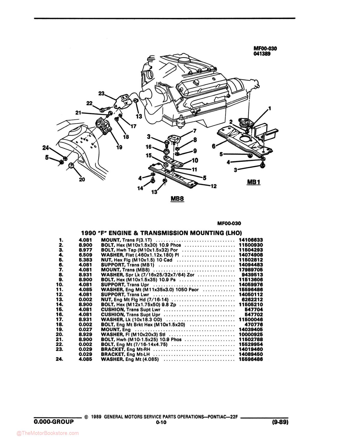 1990 Pontiac Firebird Parts & Illustrations Catalog - Sample Page 1