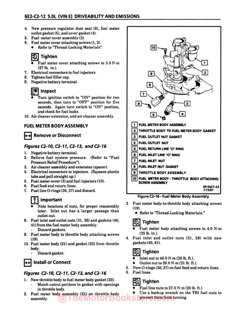 1991 Chevy Camaro Service Manual - Sample Page - Fuel Meter Body Assembly