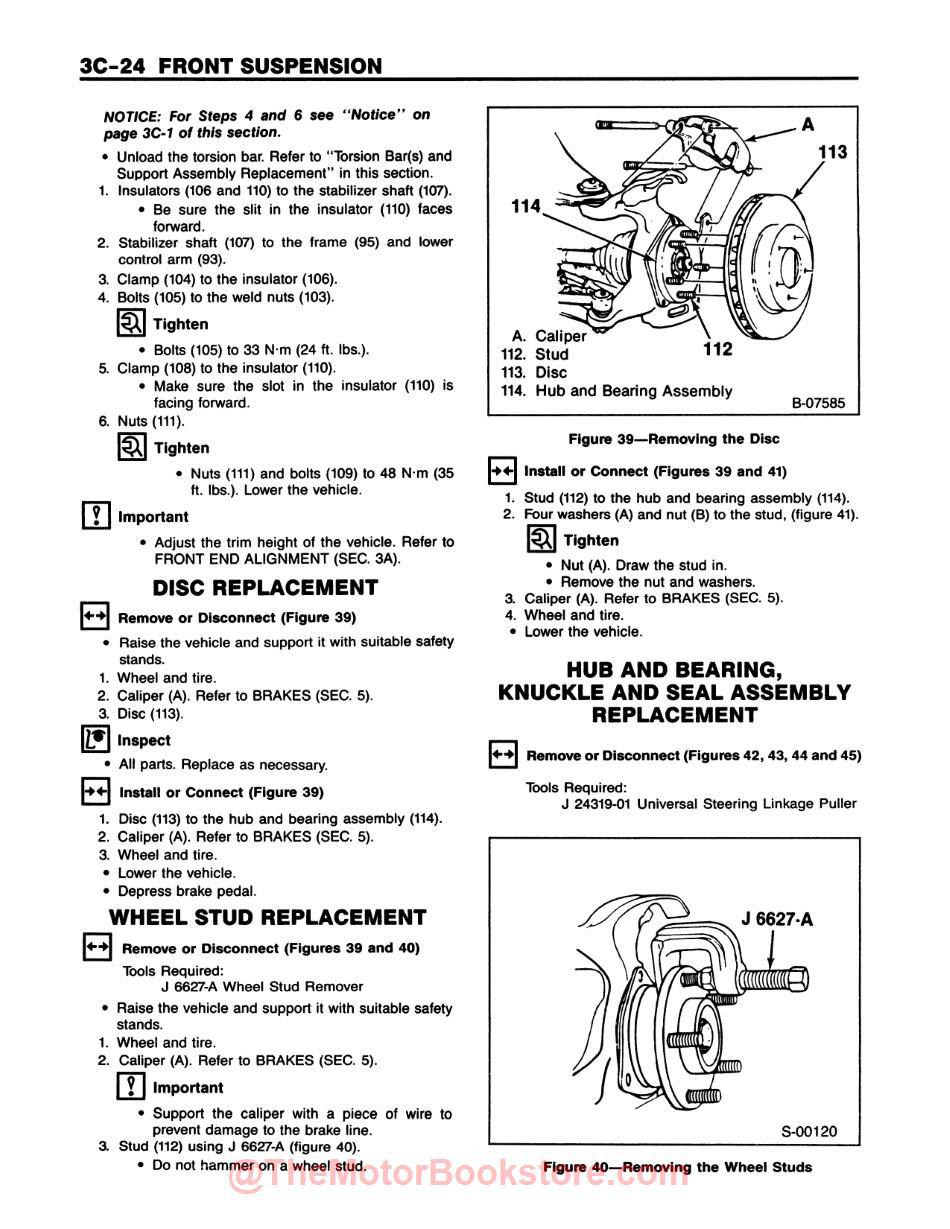 1991 Chevy S-10 Models Service Manual - Sample Page - Front Suspension