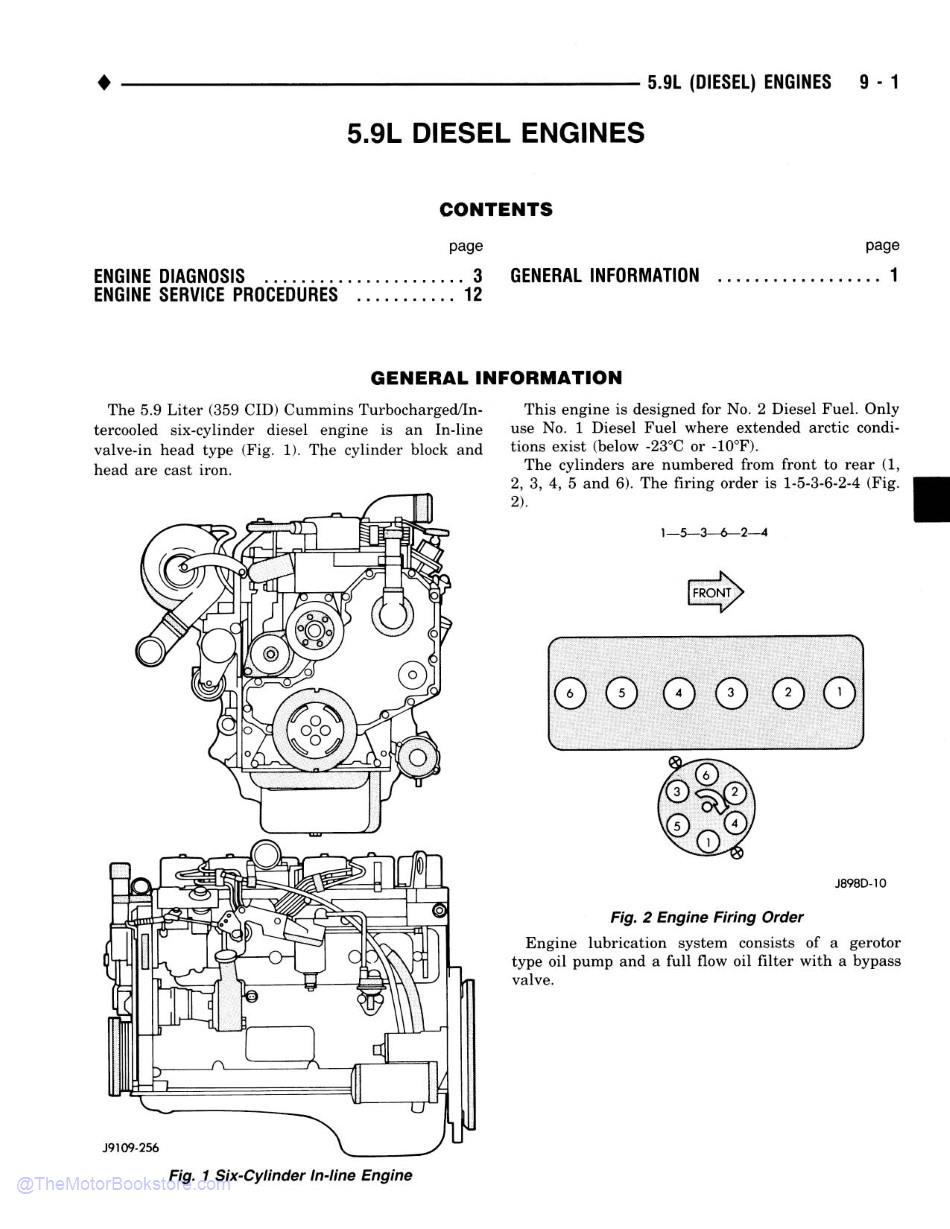 1991 Dodge Truck Cummins 5.9 Diesel Engine Repair Supplement - Sample Page 1