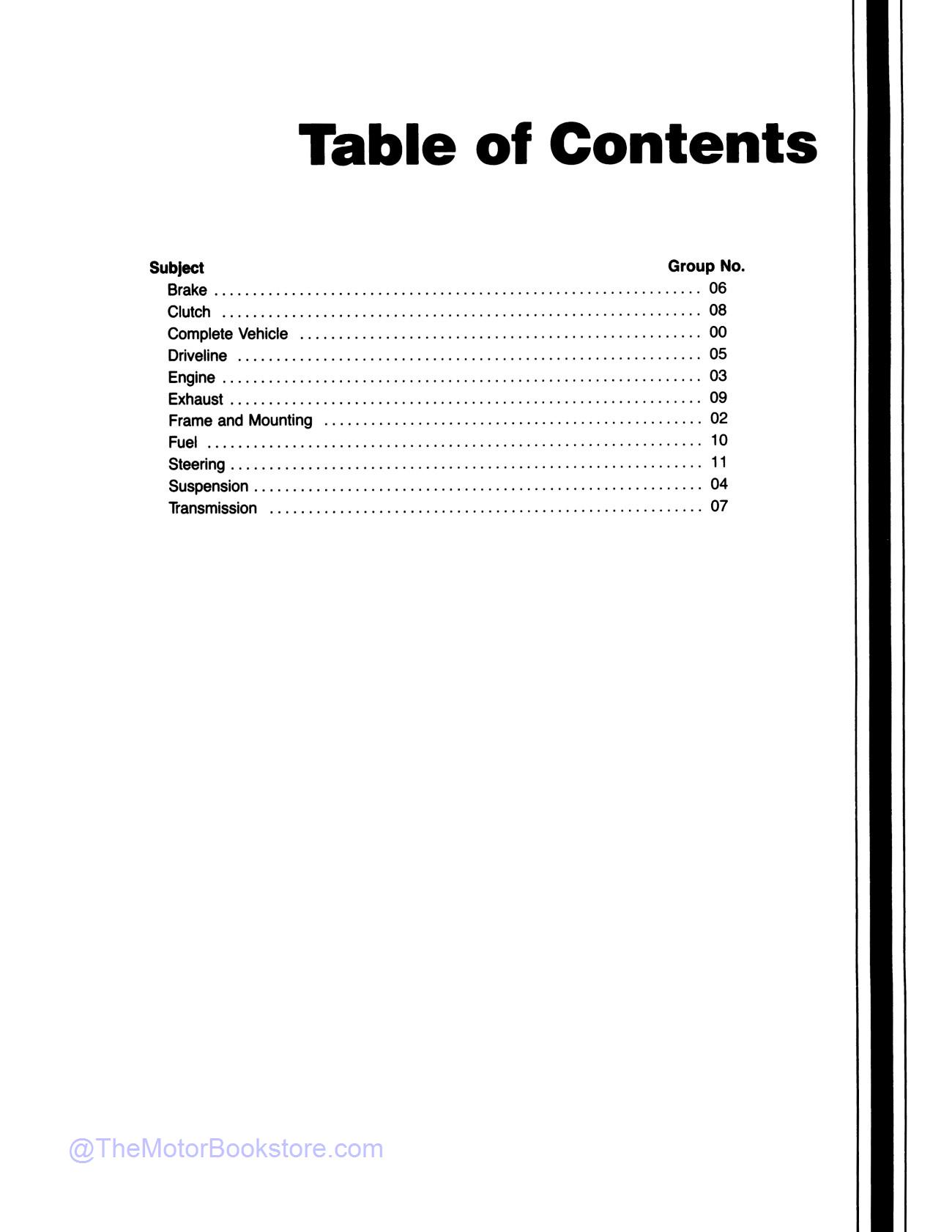 1991 Ford Ranger, Aerostar, Explorer Shop Manual  - Table of Contents 1