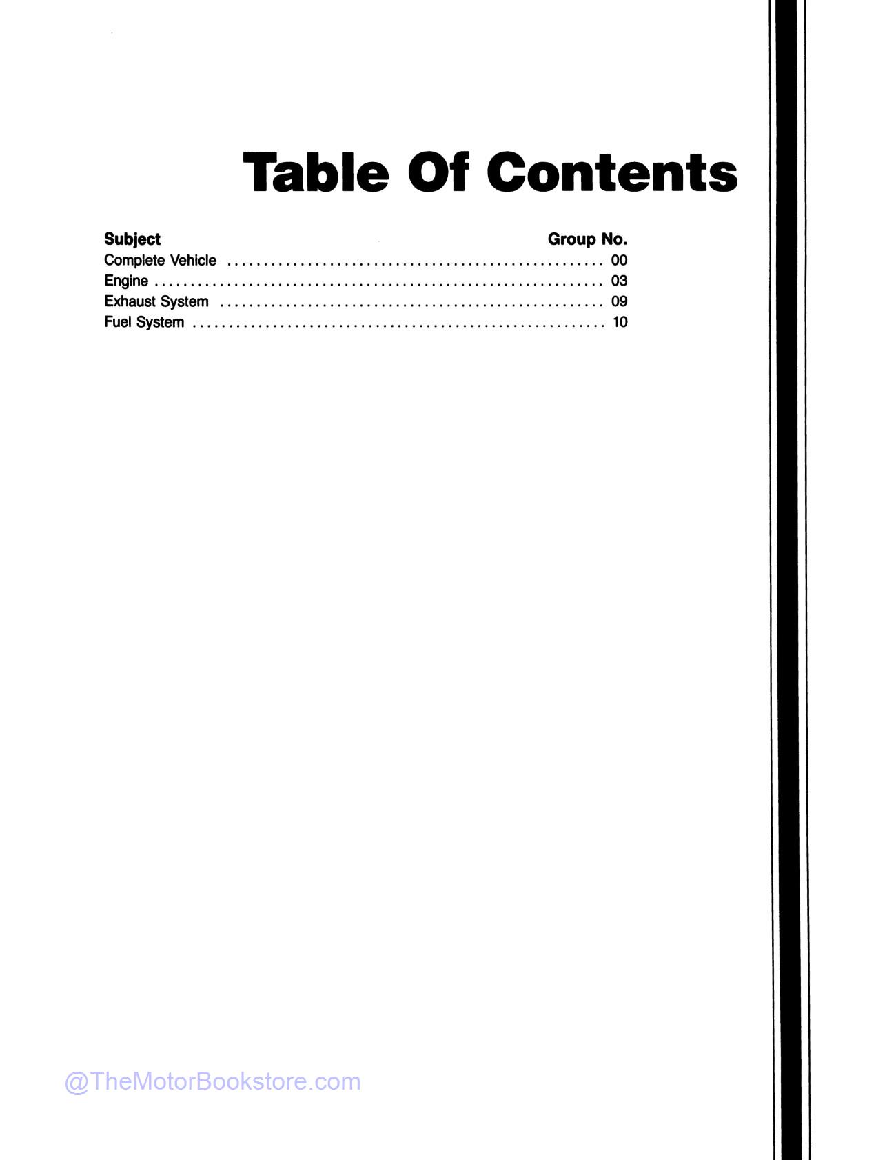 1991 Ford Truck, Bronco, Econoline Shop Manual - F-Series  - Table of Contents 2