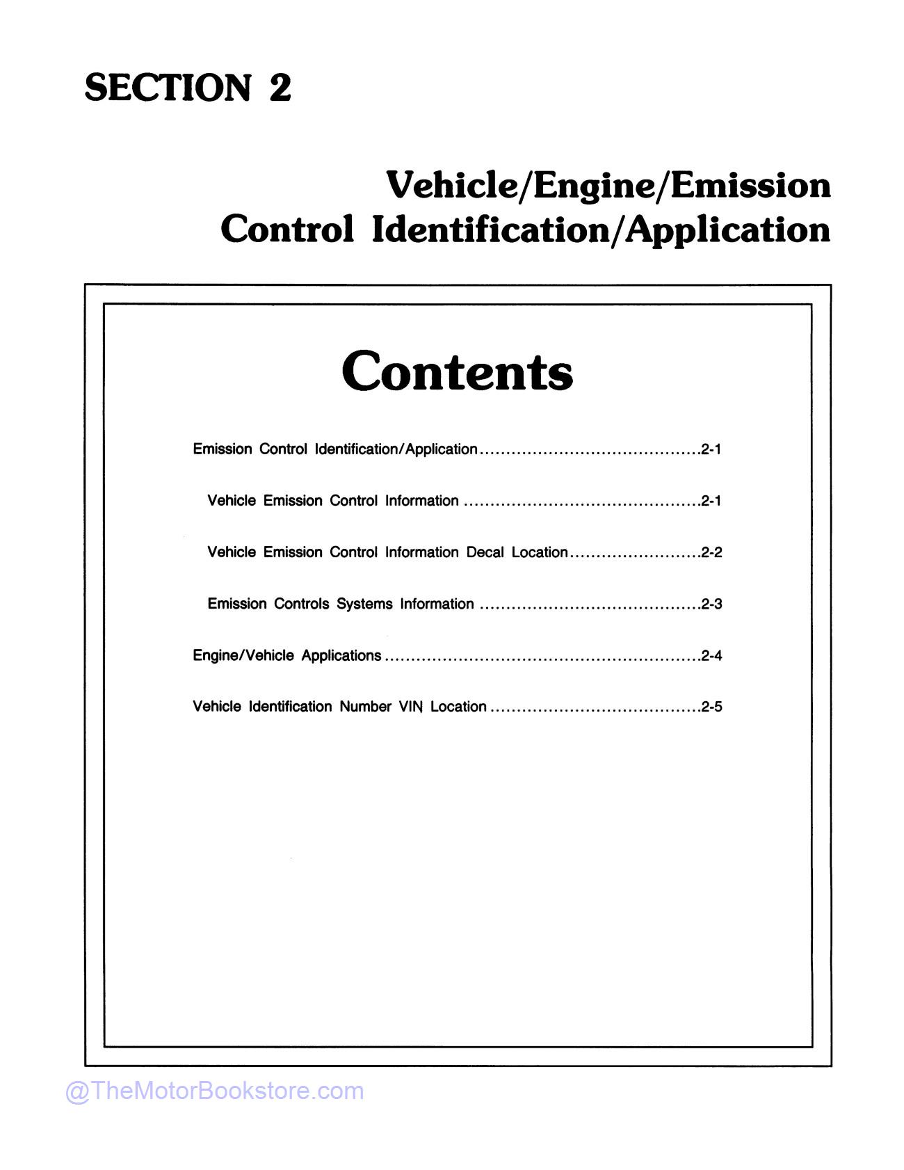 1991 Ford Engine / Emissions Diagnosis Shop Manual - Cars & Trucks  - Table of Contents 3