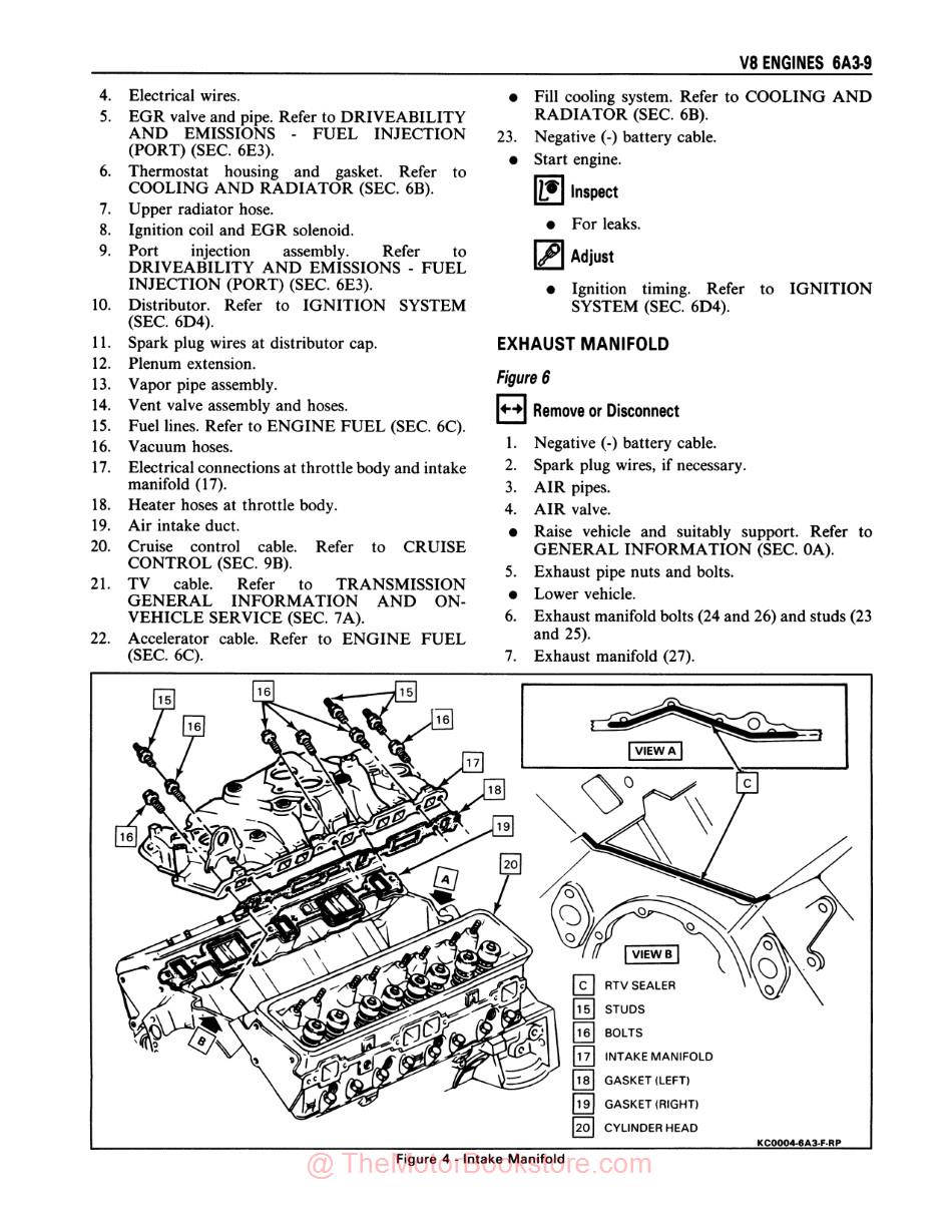 1991 Pontiac Firebird Service Manual - Sample Page - V8 Engines - Manifolds