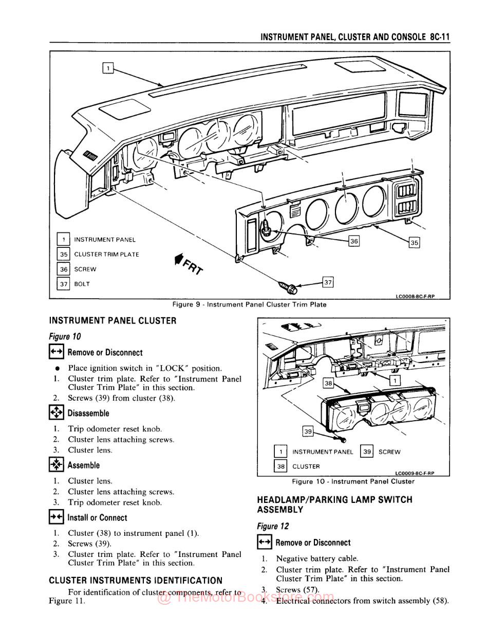 1991 Pontiac Firebird Service Manual - Sample Page - Instrument Panel Cluster