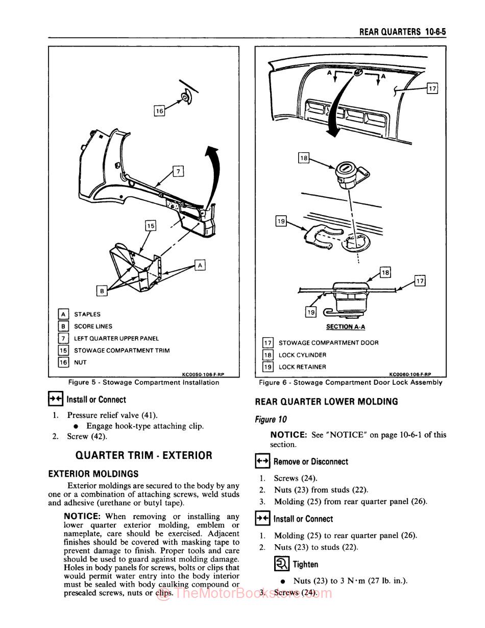 1991 Pontiac Firebird Service Manual - Sample Page - Rear Quarters