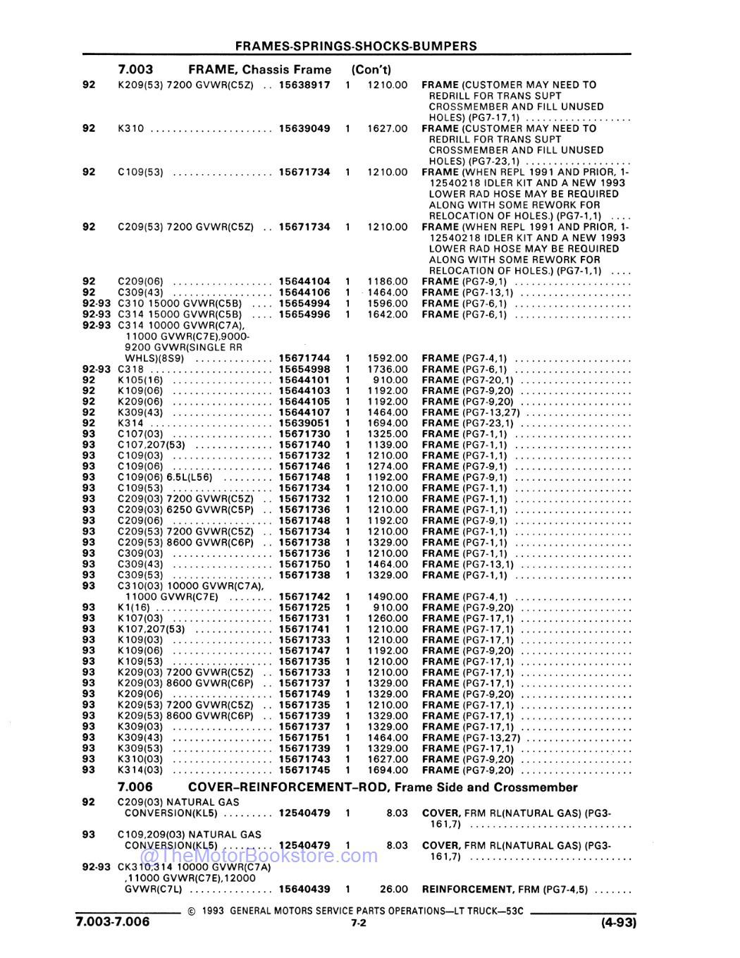 1992 - 1993 Chevrolet & GMC C/K Truck Parts Catalog - Sample Page 1