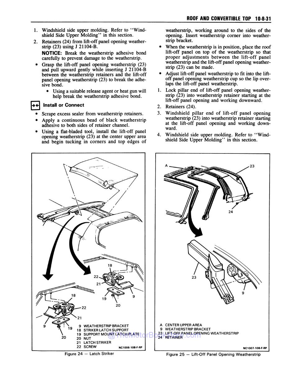 1992 Chevrolet Camaro Service Manual - Sample Page 4 - Roof