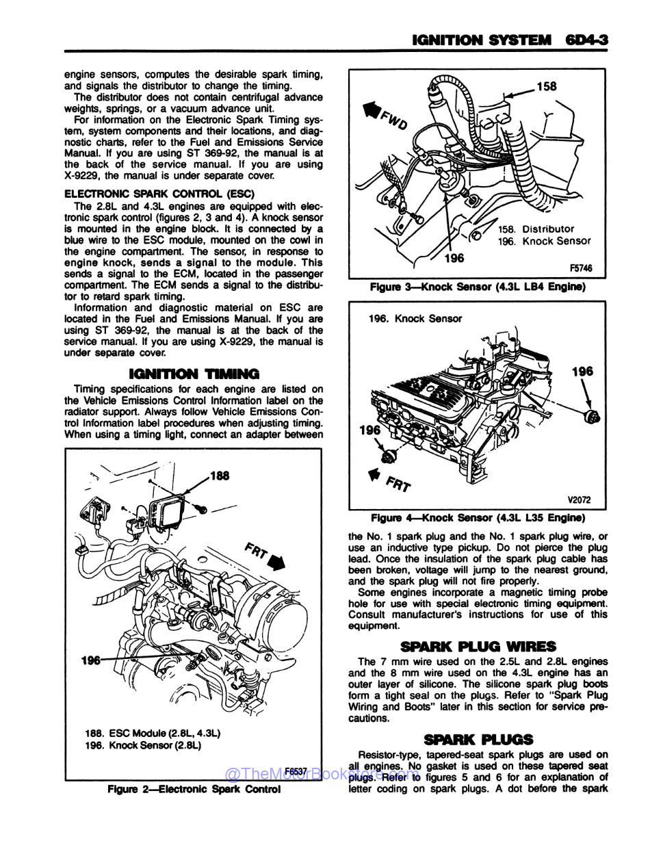 1992 Chevrolet S-10 Models Truck Service Manual - Sample Page 1 - Ignition System