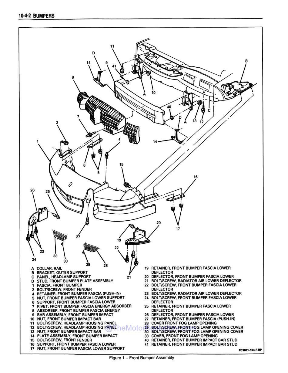 1993 Chevrolet Camaro Service Manual - Sample Page 4 - Front Bumper