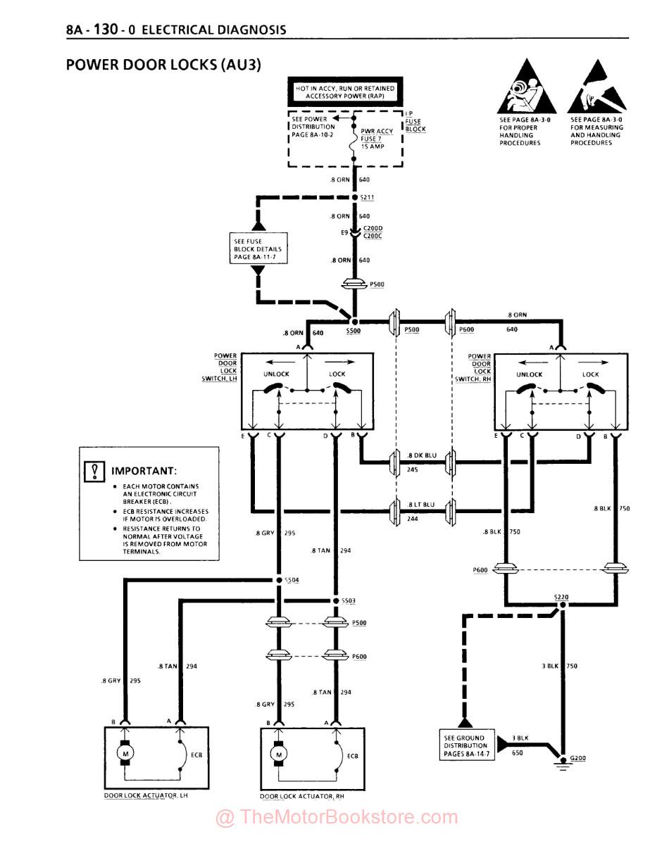 1993 Pontiac Firebird Service Manual - Sample Page - Power Door Locks Circuit Diagram