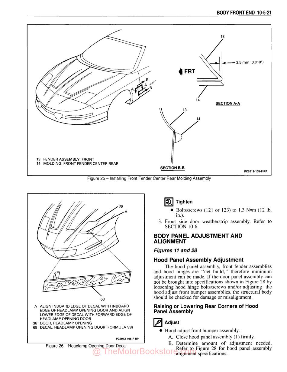 1993 Pontiac Firebird Service Manual - Sample Page - Body - Front End