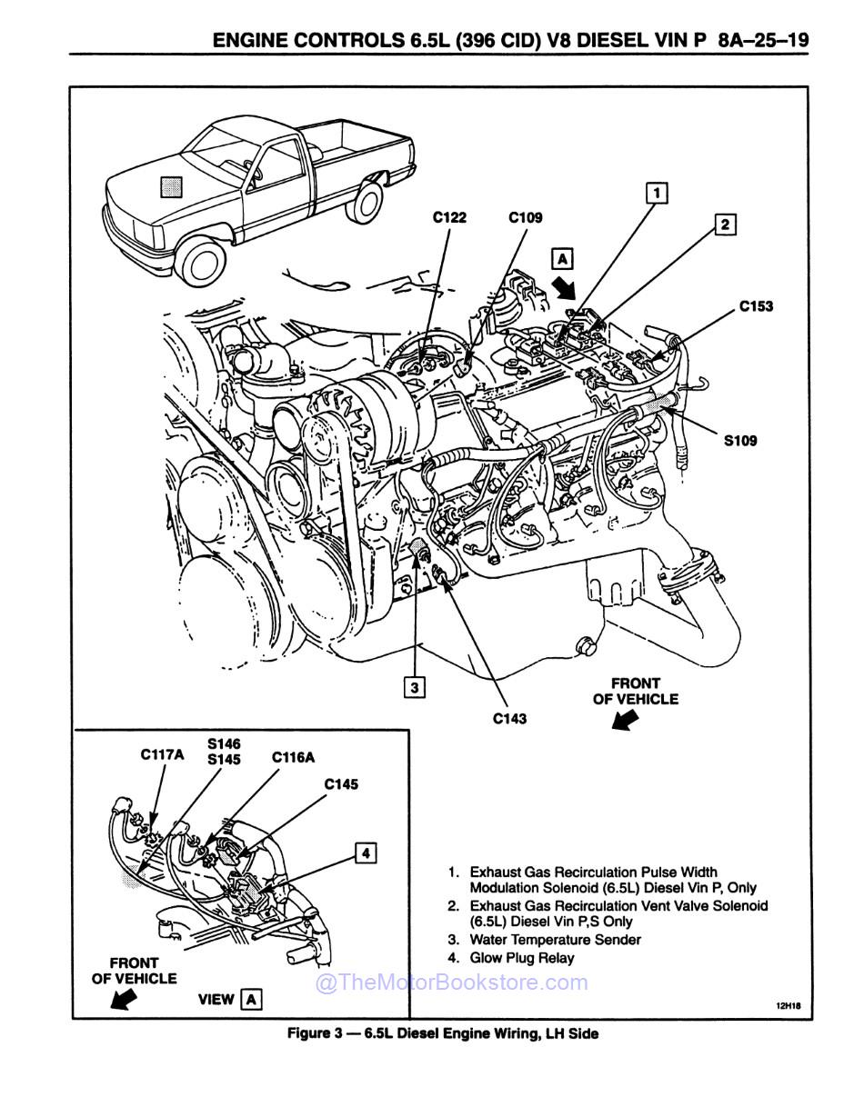 1994 - 1995 Chevrolet & GMC C / K Truck, G & P3 Van 6.5 Diesel Electrical Diagnosis Manual Supplement - Sample Page 1 - Engine Wiring, LH Side