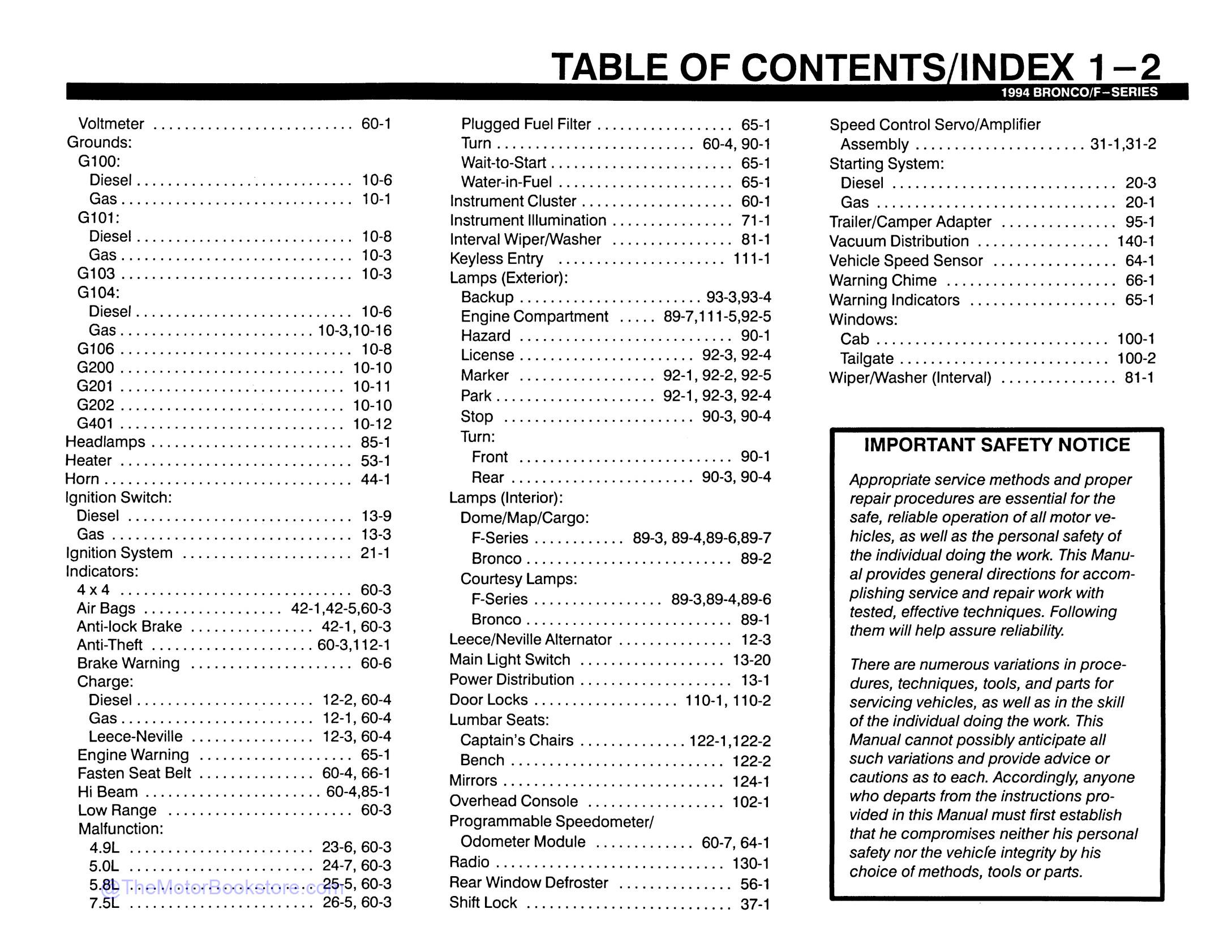 1994 Ford Bronco F-Series Electrical & Vacuum Diagnostic Manual – BISHKO, Paper