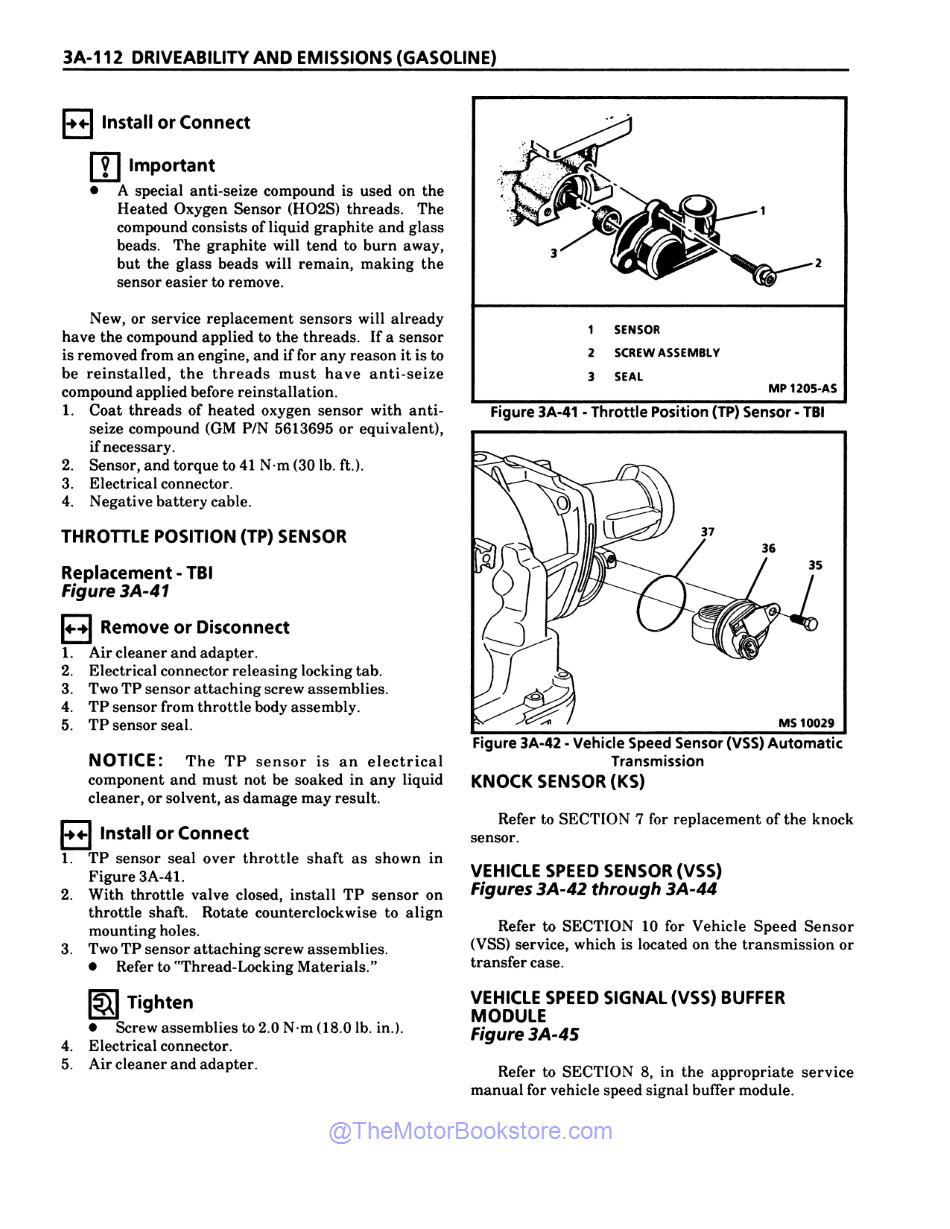 1994 Chevrolet & GMC C / K Driveability, Emissions & Electrical Diagnosis Manual - Sample Page 1 - Throttle Position Sensor