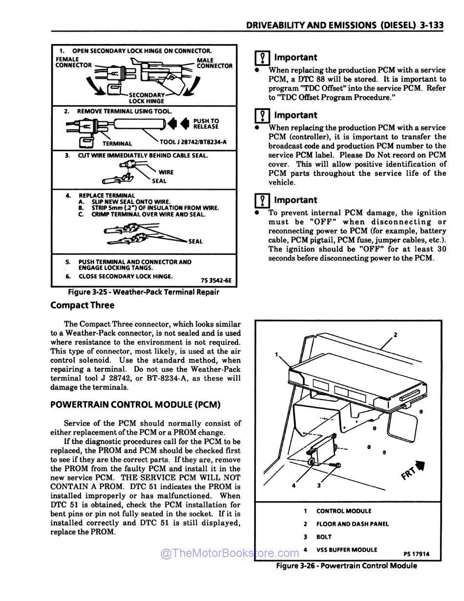 1994 Chevrolet & GMC C / K, G, P3 Truck DIESEL Service Manual Supplement - Sample Page 1 - Powertrain Control Module