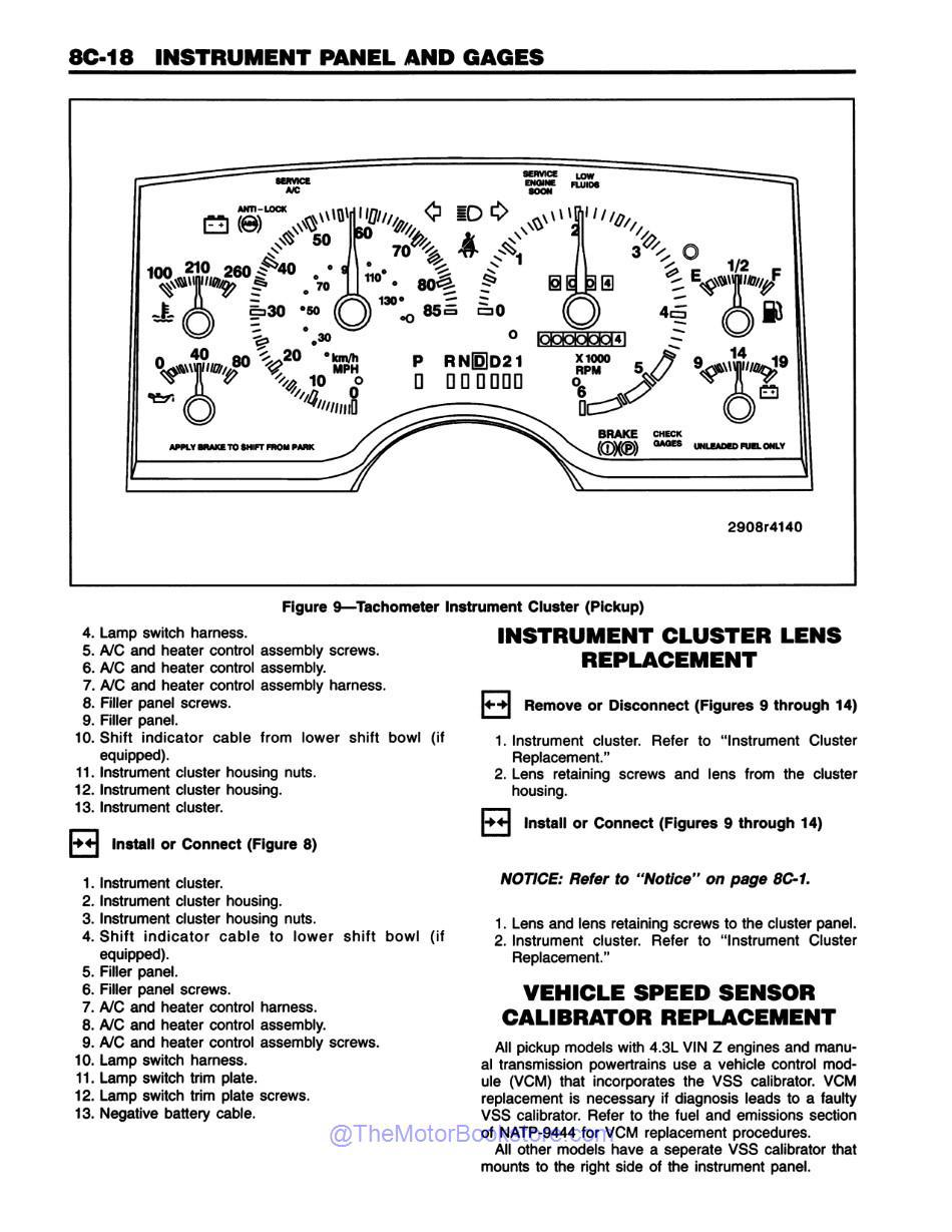 1994 Chevrolet & GMC S/T Truck Service Manual - Sample Page 2 - Instrument Panel and Gages