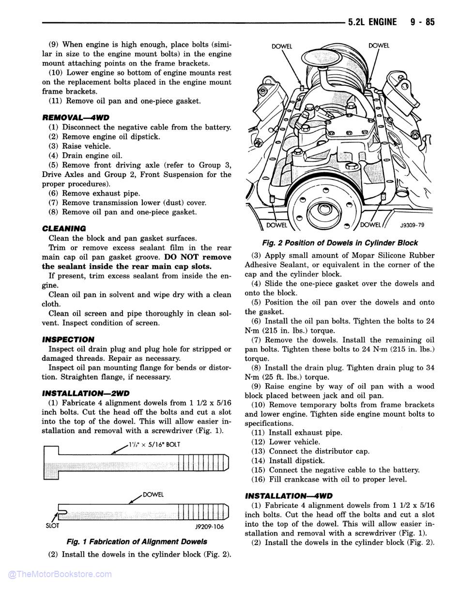 1994 Dodge Dakota Truck Shop Manual - OEM - Sample Page 2