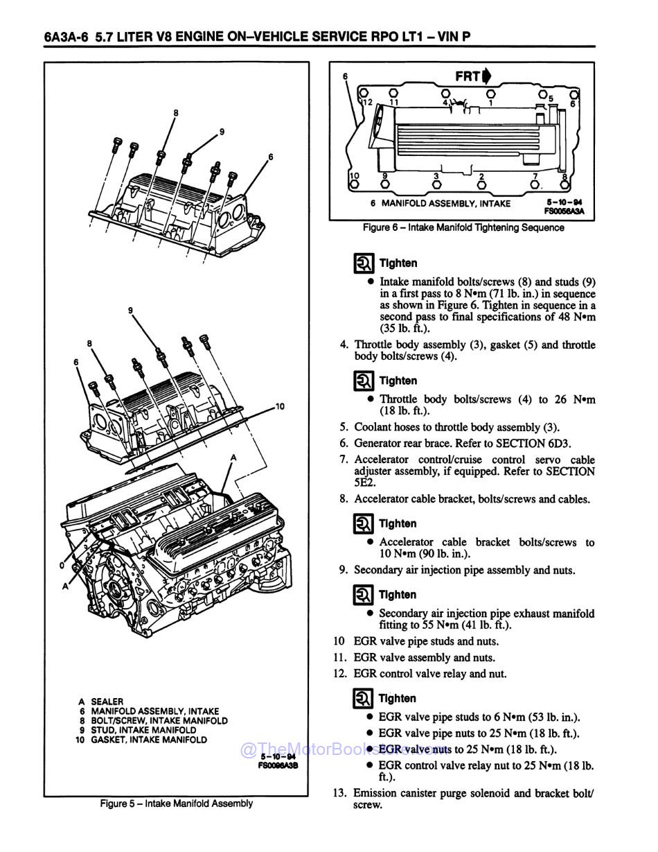 1995 Camaro Firebird Service Manual 3 Book Set - Sample Page 1 - 5.7L V8 LT1