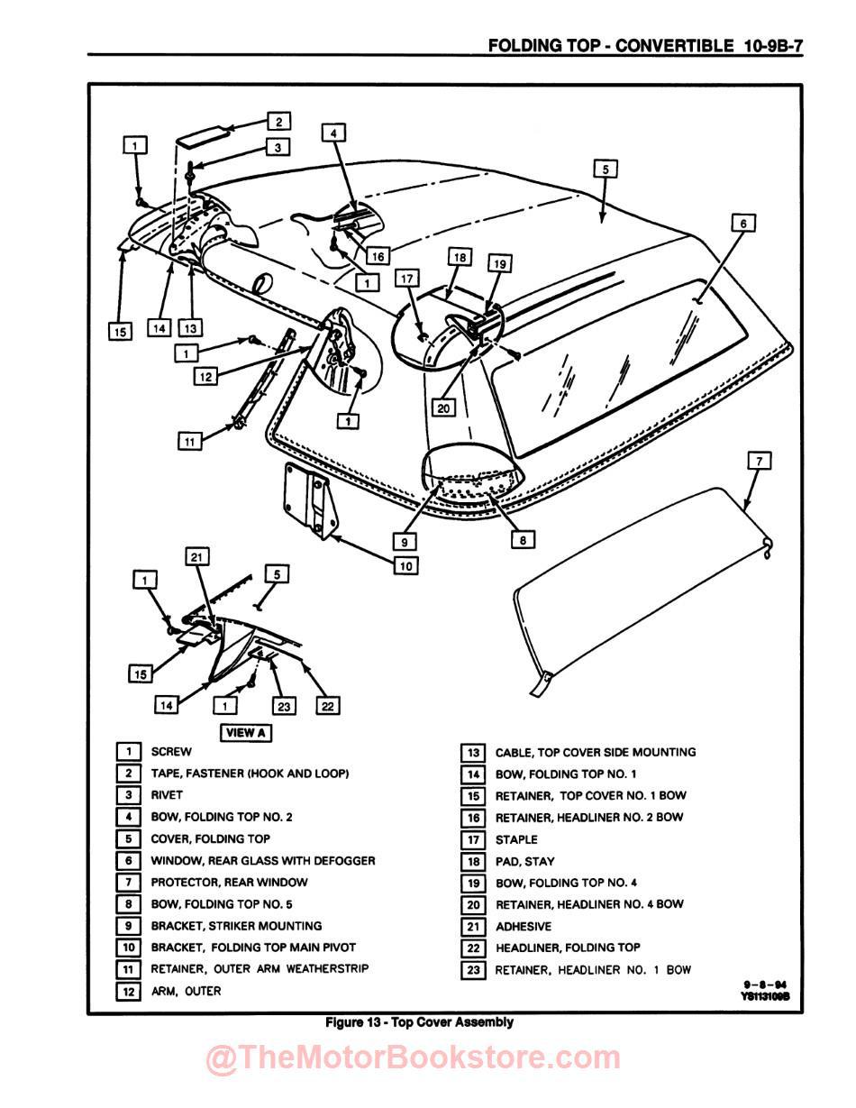 1995 Chevy Corvette Service Manual - Sample Page - Folding Top Illustration