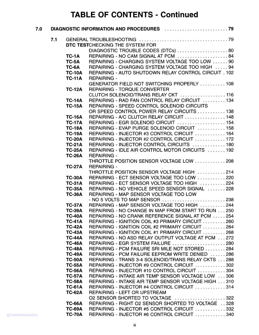 1996-1997 Dodge Truck Powertrain Diagnostic Procedures Manual  - Table of Contents 3