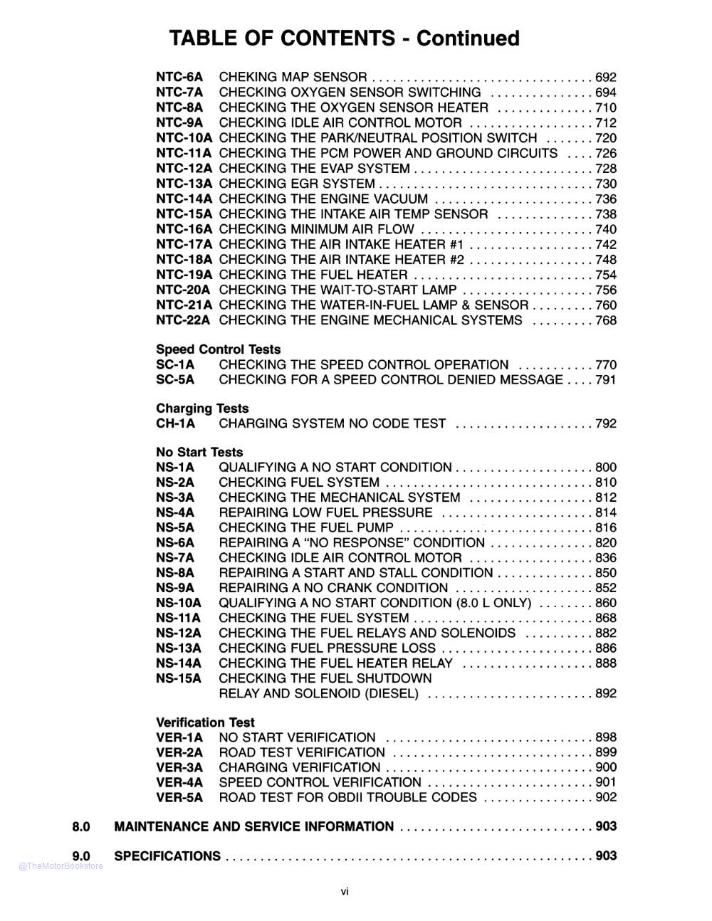 1996-1997 Dodge Truck Powertrain Diagnostic Procedures Manual  - Table of Contents 6