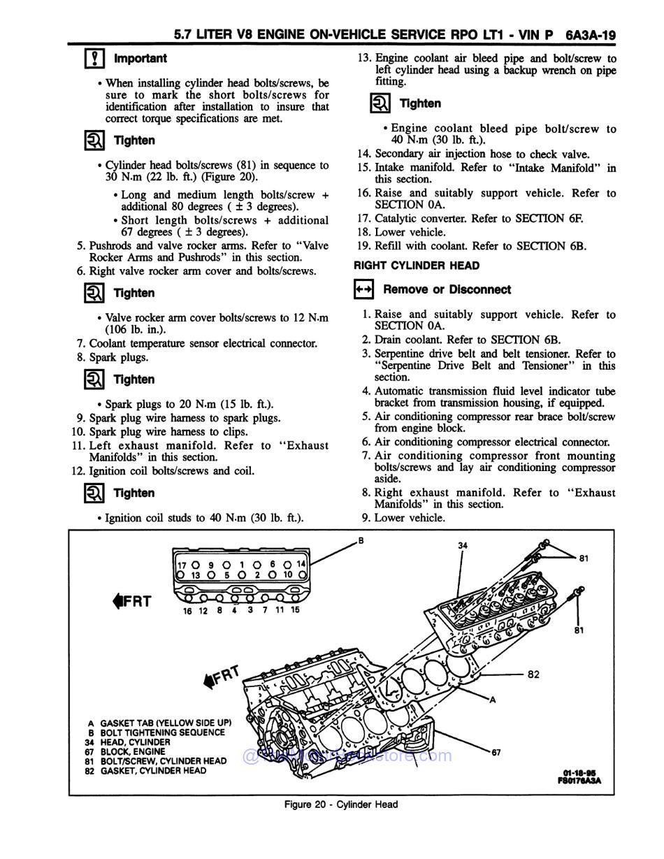 1996 Camaro Firebird Service Manual 2 Book Set - Sample Page 2 - Cylinder Head