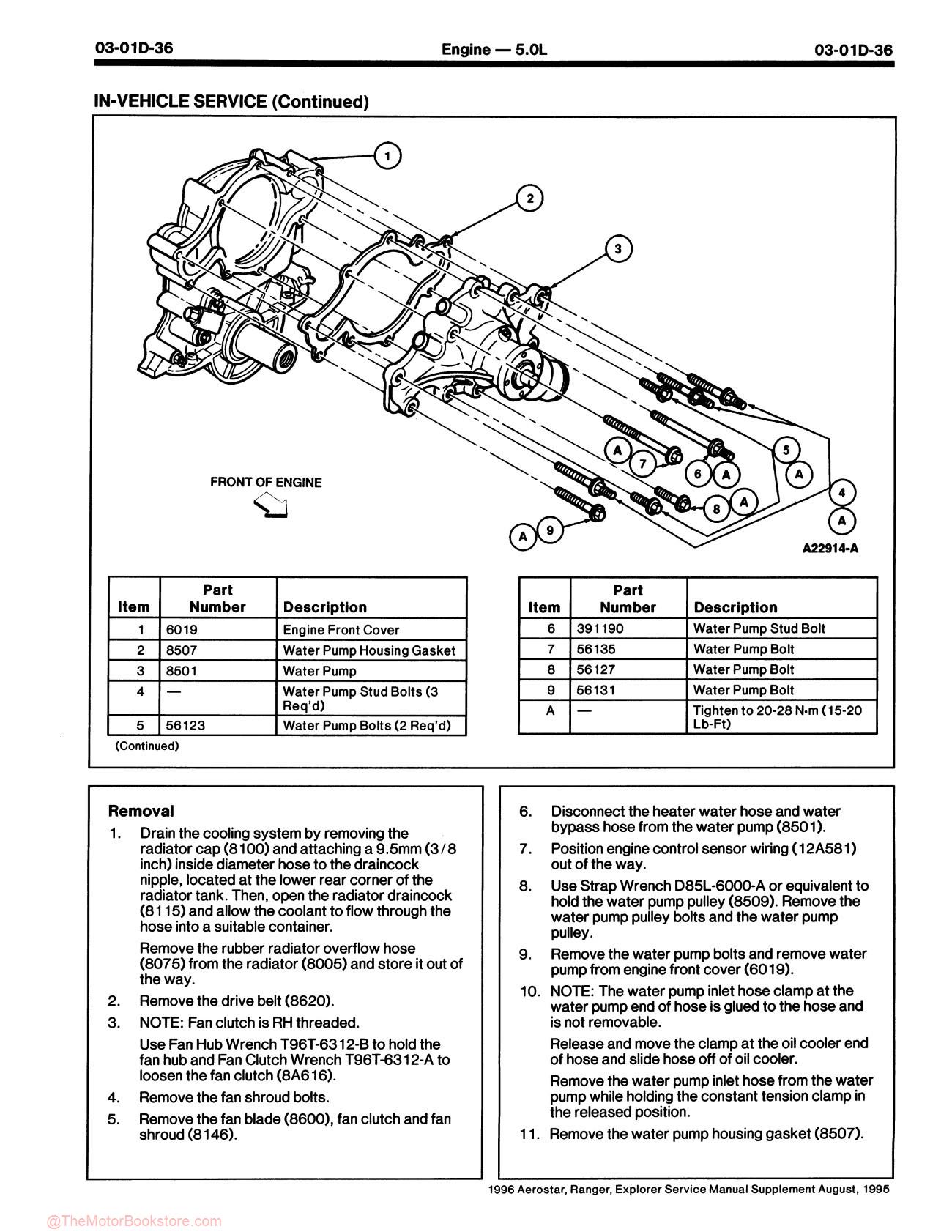 1996 Ford Ranger, Aerostar, Explorer Service Manual - Sample Page 1