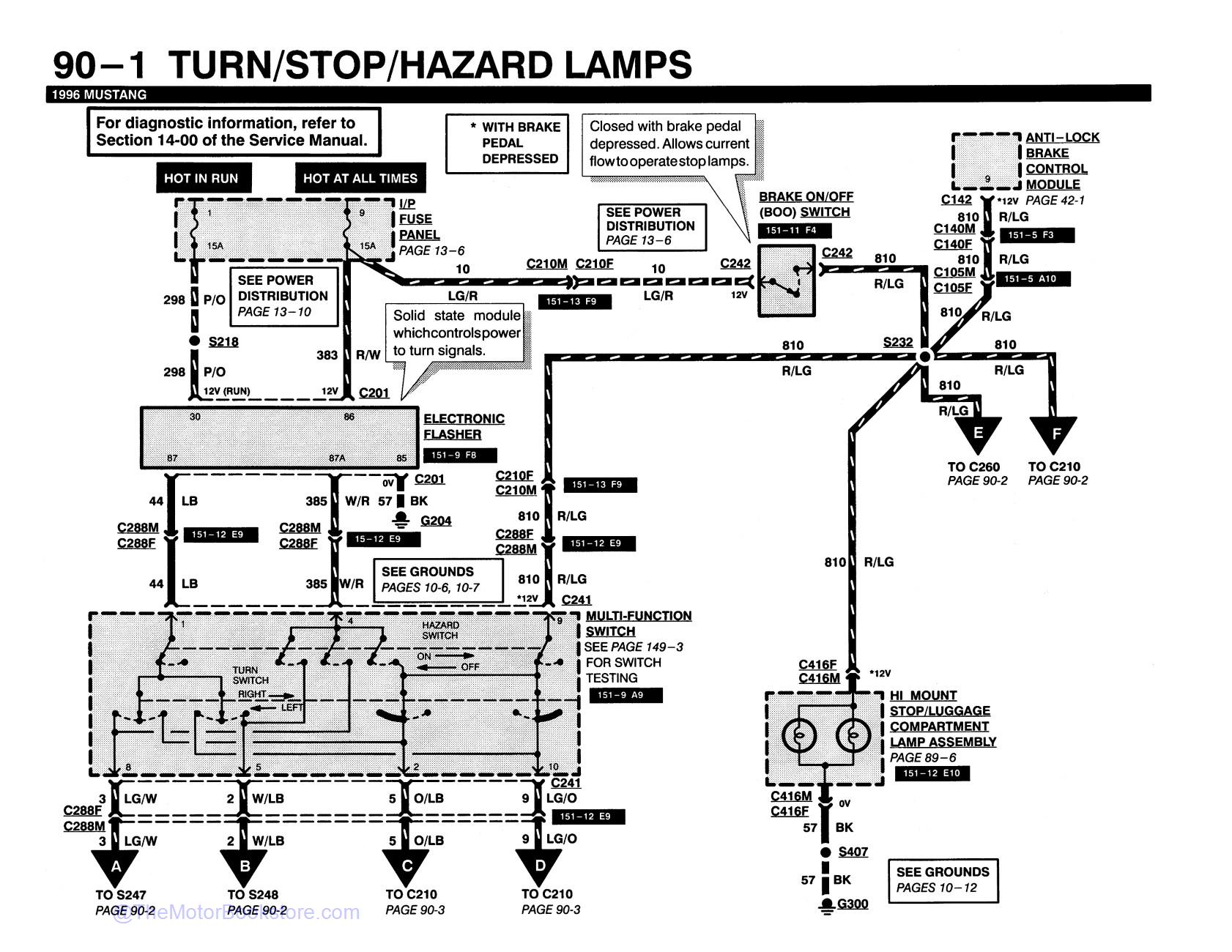 1996 Ford Mustang Electrical & Vacuum Troubleshooting Manual - Sample Page