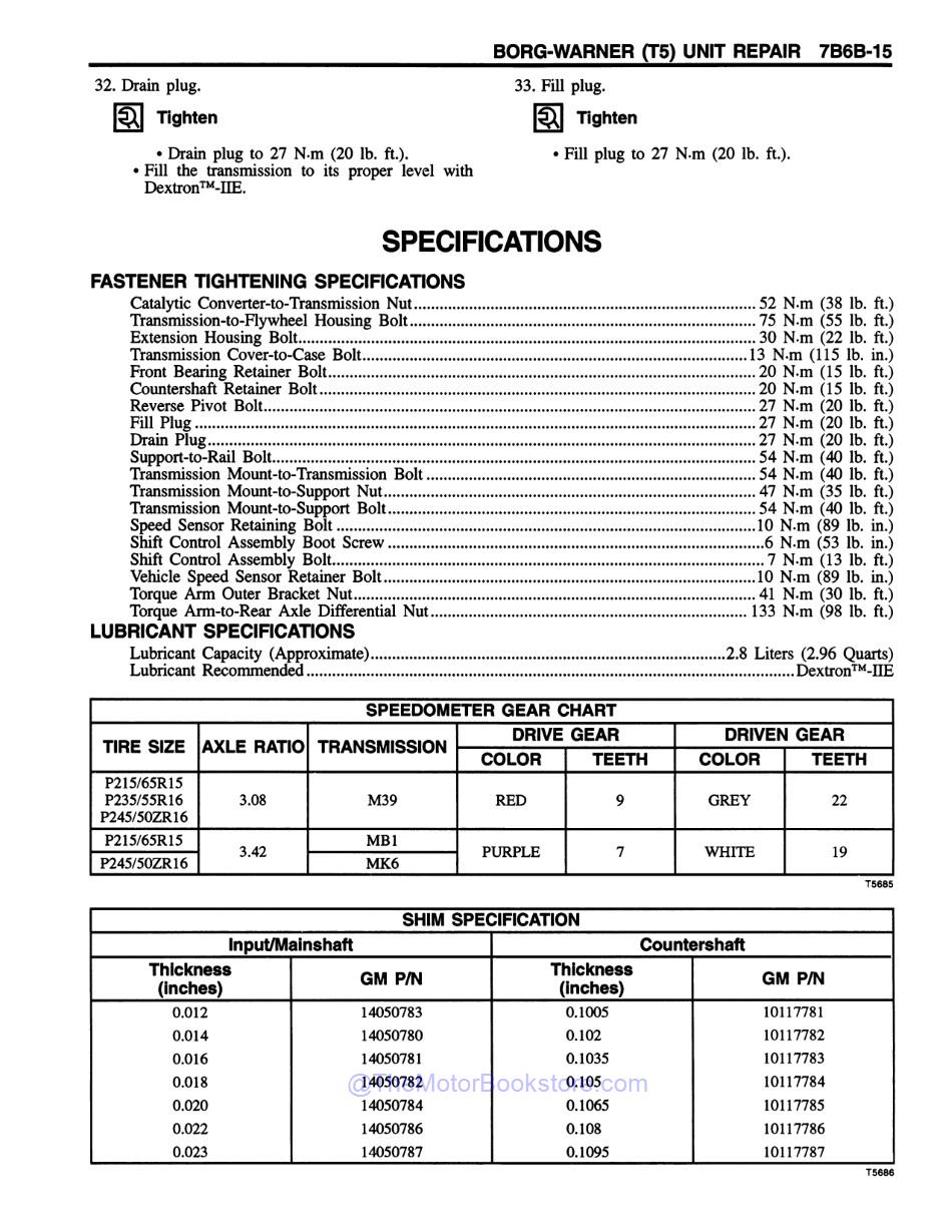 1996 GM Car & Truck Transmission, Transaxle & Transfer Case Overhaul Manual - Sample Page 3 - Borg-Warner (T5)