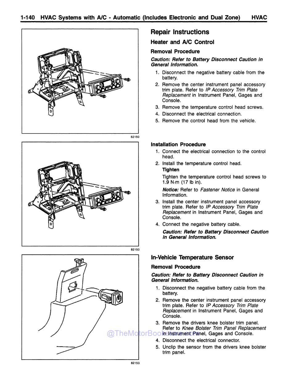 1997 Chevrolet Corvette Service Manual 3 Book Set - Sample Page 1 - HVAC
