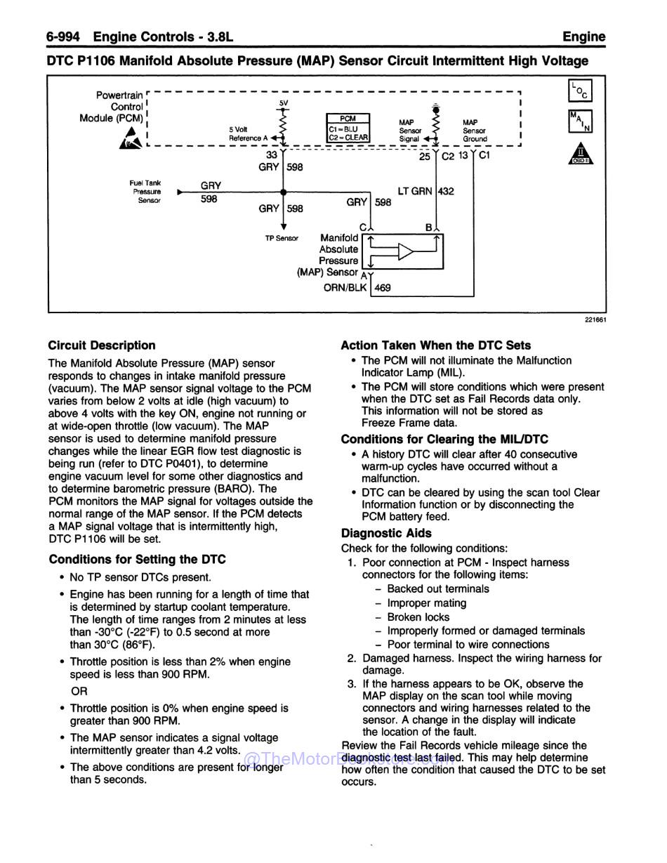 1998 Camaro Firebird Service Manual 3 Vol Set - Sample Page 4 - MAP Sensor Circuit