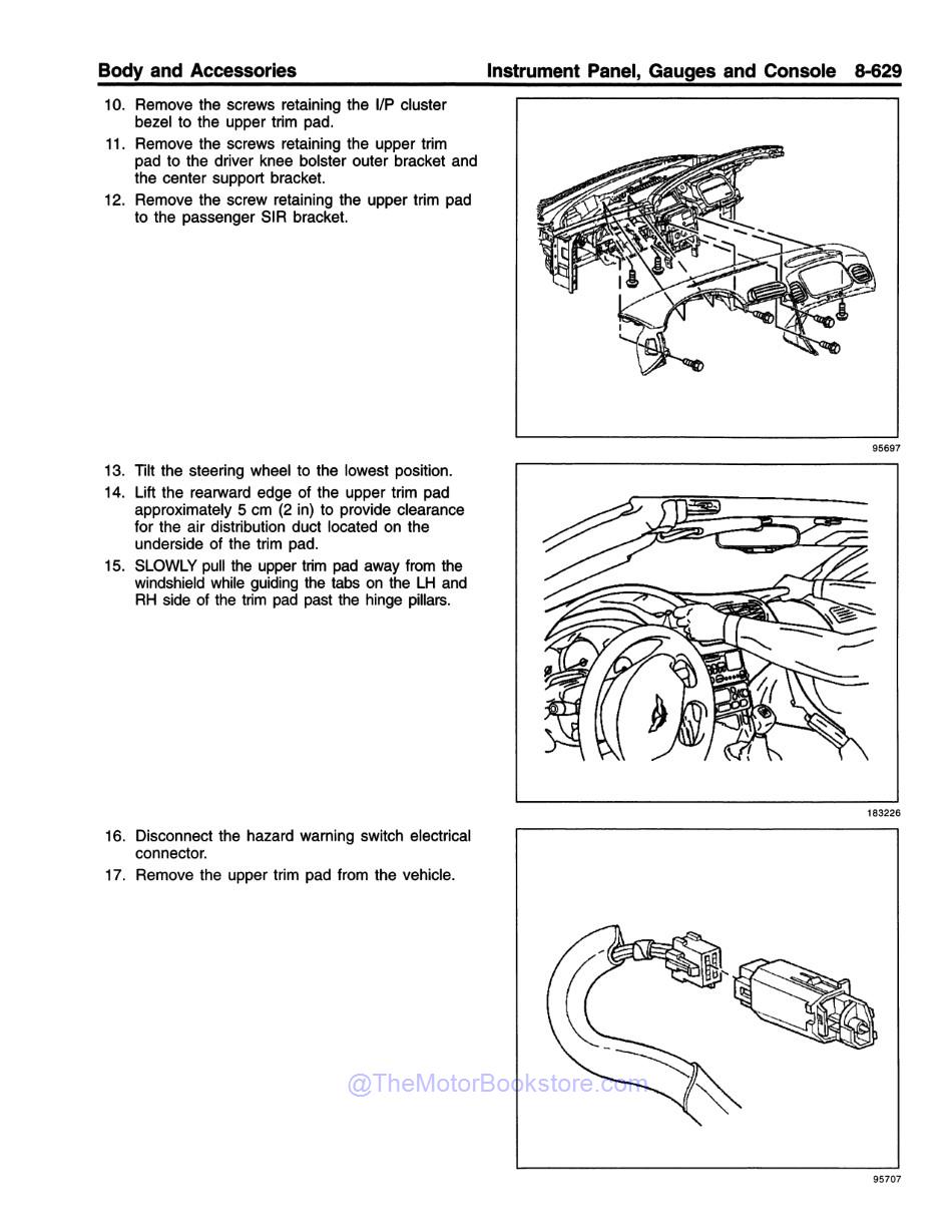 1998 Chevrolet Corvette Service Manual 3 Vol Set - Sample Page 1 - Trim Pad