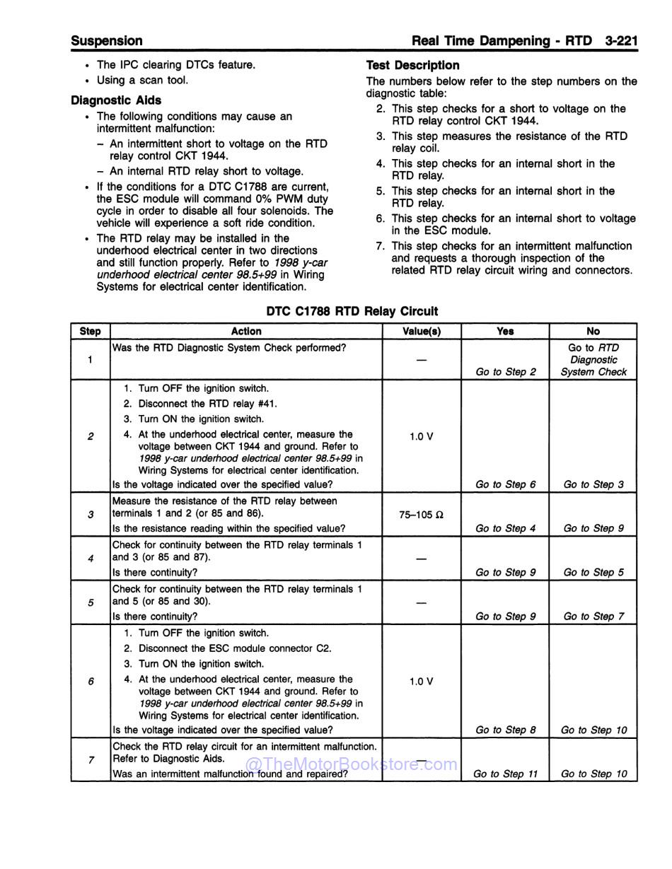 1998 Chevrolet Corvette Service Manual 3 Vol Set - Sample Page 3 - Real Time Dampening