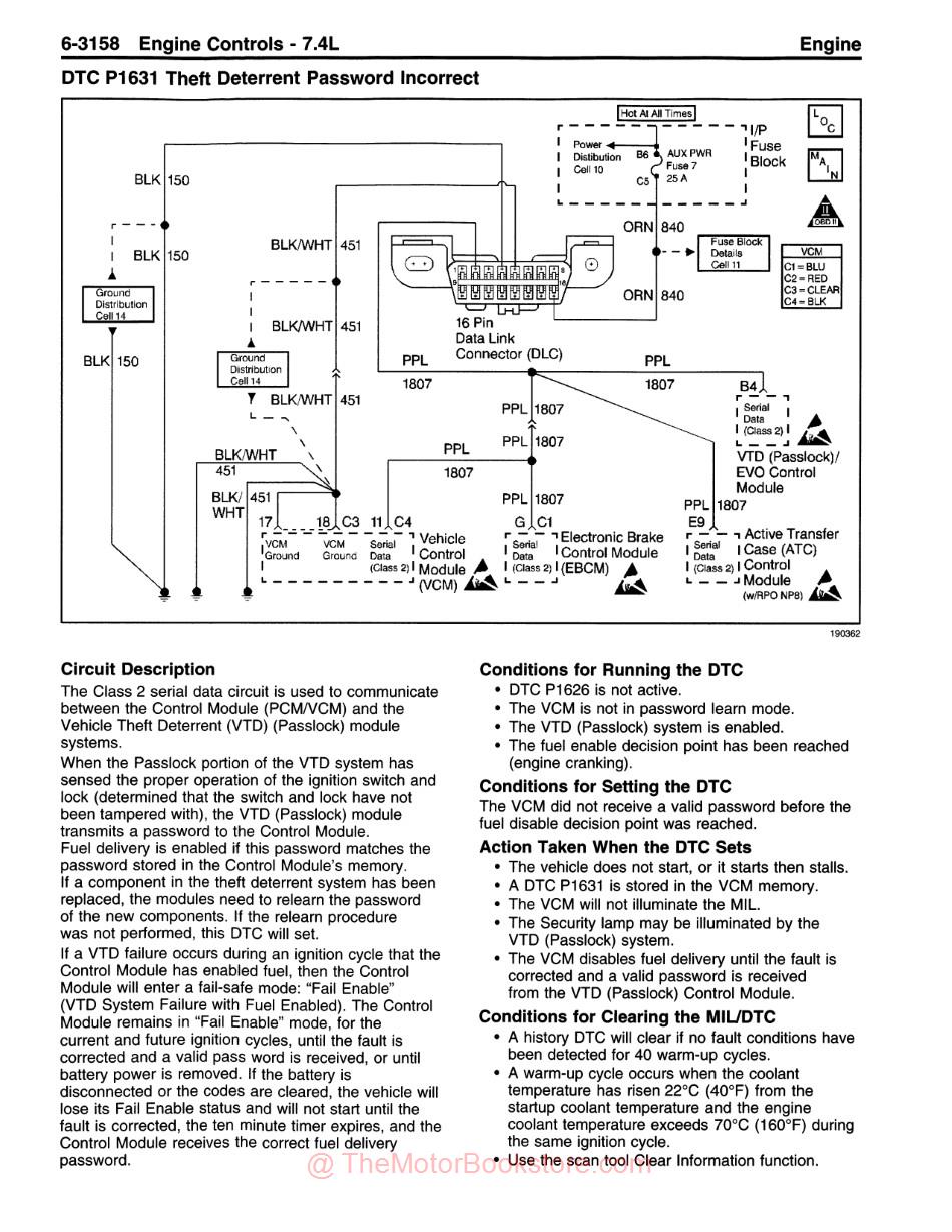 1998 Chevrolet & GMC C-K Truck Service Manual - Sample Page - Theft Deterrent Schematic