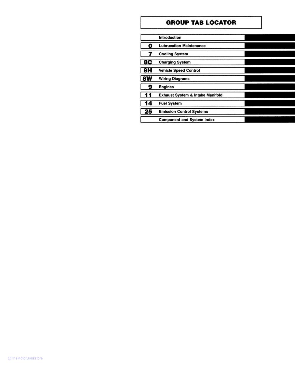 1998 Dodge Ram Truck BR/BE Cummins Diesel Repair Manual Supplement  - Table of Contents