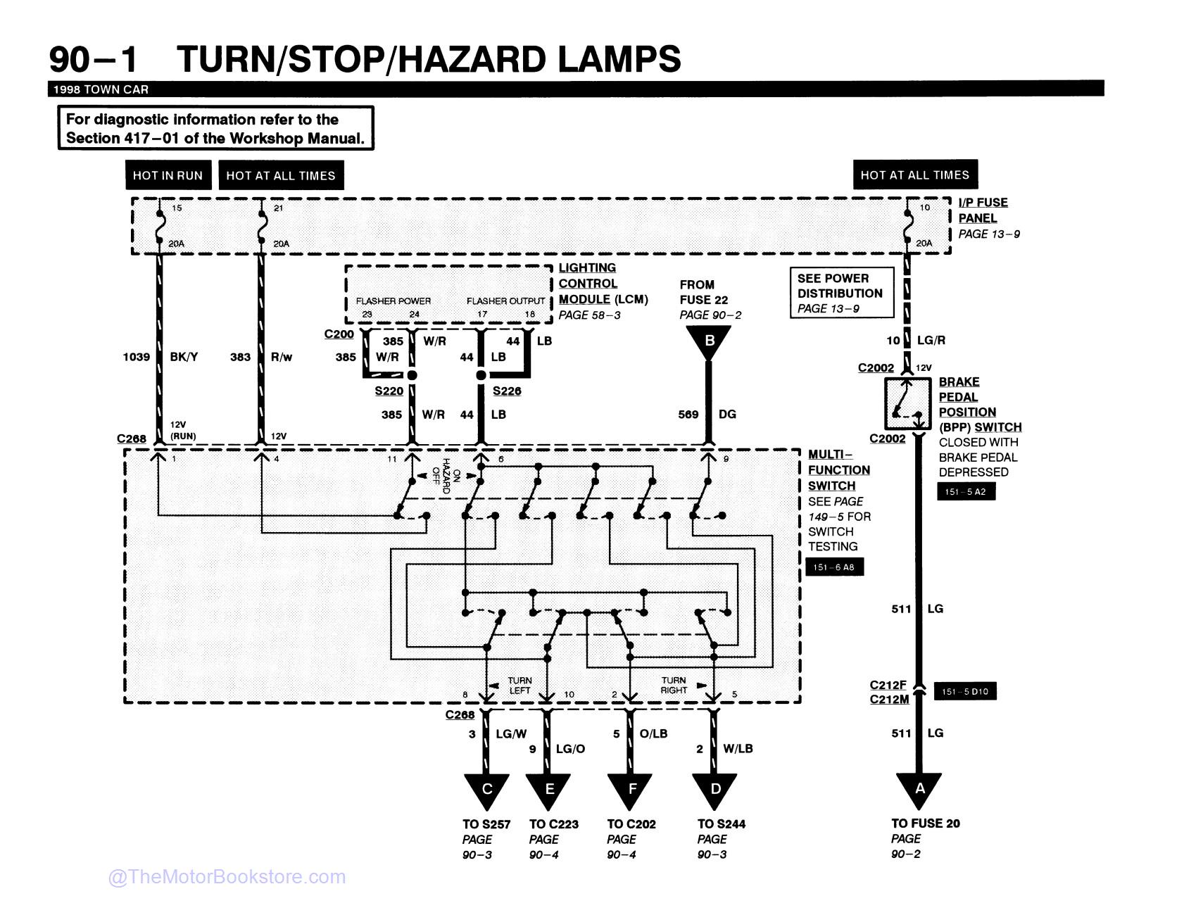 1998 Lincoln Town Car Electrical and Vacuum Troubleshooting Manual - Sample Page