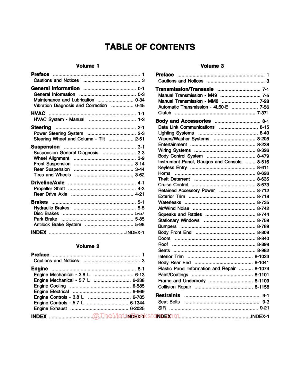 1999 Camaro/Firebird Service Manual (3-Vol Set)