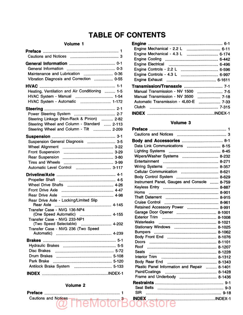 1999 Chevrolet/GMC S/T Truck Manual