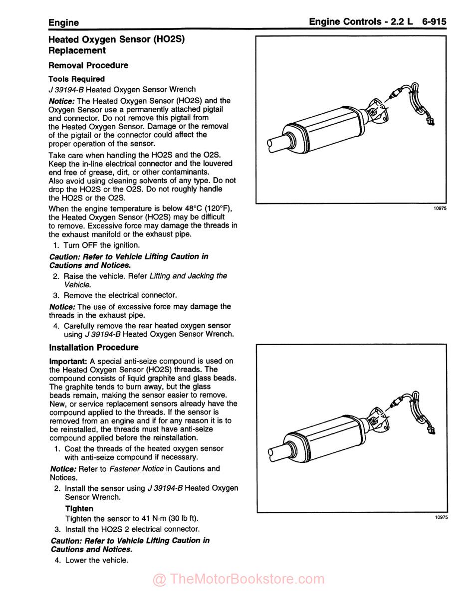1999 Chevrolet & GMC S/T Truck Service Manual - Sample Page - Heated Oxygen Sensor