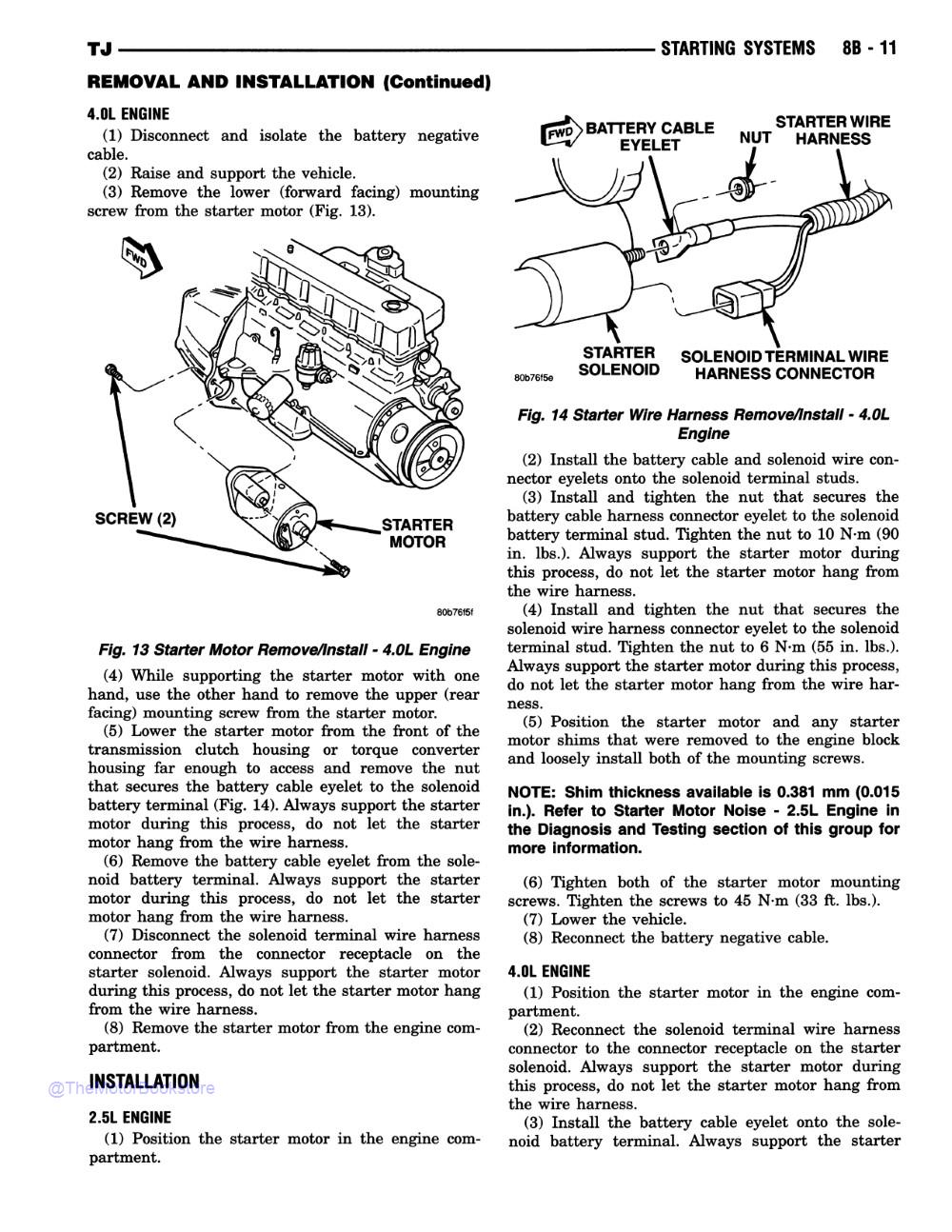 1999 Jeep Wrangler Shop Manual - Sample Page 1