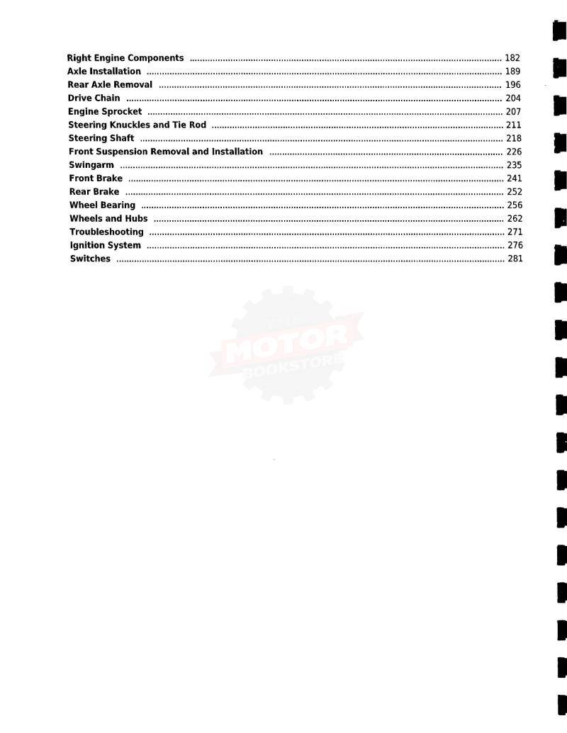 2000-05 Suzuki LT-A50 Quadmaster / 2003-06 Kawasaki KFX50 Service Manual - Table of Contents 2