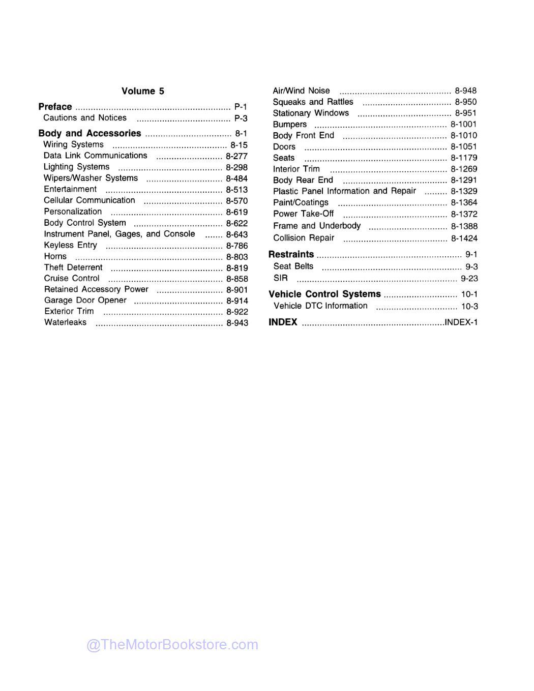 2002 Chevy Silverado, GMC Sierra Truck Service Manual - Table of Contents 2 2002 Chevy Silverado, GMC Sierra Truck Service Manual - Table of Contents 2